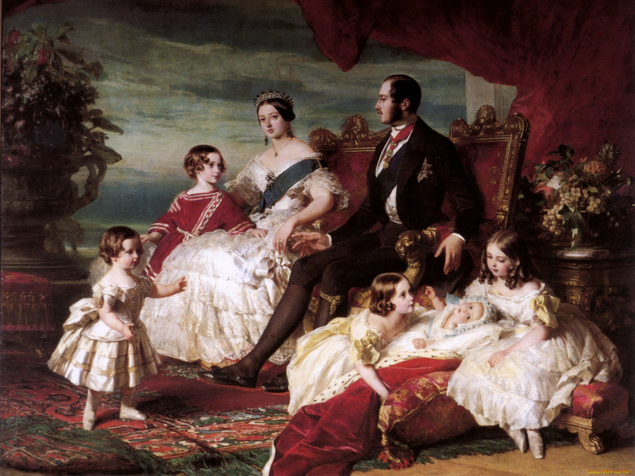 queen, victoria, prince, albert, and, children, by, franz, xaver, winterhalter, 